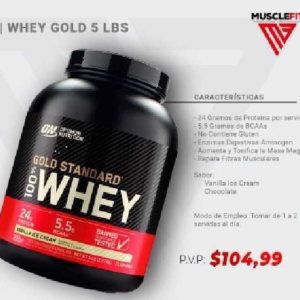 PROTEINA OPTIMUN NUTRITION 100% WHEY GOLD STANDARD (2.26 KG) DE VAINILLA