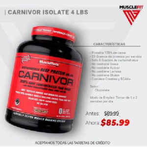 PROTEINA ISOLADA MUSCLEMEDS CARNIVOR (1898.4 G) DE CHOCOLATE