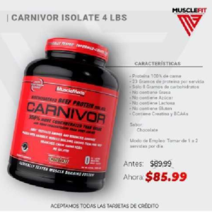 PROTEINA ISOLADA MUSCLEMEDS CARNIVOR (1898.4 G) DE CHOCOLATE